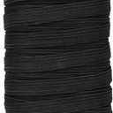 Mandala Crafts 10mm 50 Yds Roll of Black Elastic Bands for Sewing - 3/8 Flat Elastics Cord - 3 8 Inch Braided Stretch Straps for Crafting