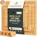 Bamboo Cutting Board Set Non Slip Feet with Holder Over Sink Kitchen Gadgets Seller 2025 First Apartment Must Haves Things Stuff Accessories House Warming Decor Housewarming Hostess Host Gifts (Natural)