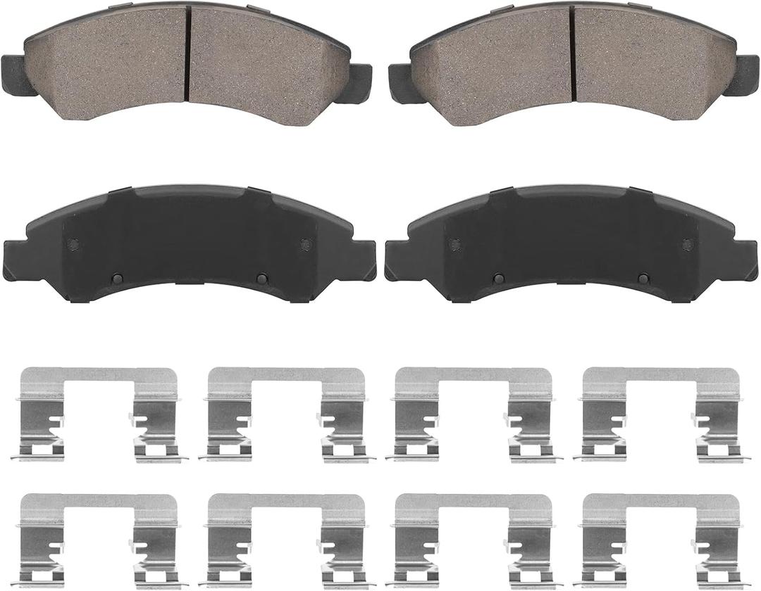 Front Semi-Metal Brake Pads Set for Chevey Silverado 1500 2005-2006, Suburban 1500 2007, Sierra 1500 07, Yukon XL 1500, Tahoe, for Cadillac Escalade ESV/EXT, 4PCS
