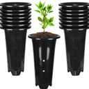 tchrules 15pcs Plastic Deep Plant Nursery Pots,8.66Tall Tree Pots,Black Deep Seedling Container Pots with Drainage Holes for Indoor Outdoor Gardening (5.3" Wx8.66 H)