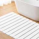 Nuanchu Large Stone Bath Mat 31.2" x 23.3" - Foldable Diatomite Bath Mat with Anti-Slip Pad Quick-Dry Large Bathroom Non-Slip Absorbent and Easy to Clean for Shower Entryway Kitchen Counter (White), 24.2" x 6.9"