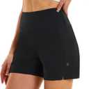 HODOSPORTS Women's 5''/7'' Swim Board Shorts High Waisted Quick Dry Swimsuit Bottoms with Liner Pockets Bathing Suit Trunks (Black, L)