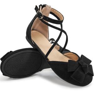 Girls Dress Shoes Flats: Little Kid Princess Wedding Party Ballet Flat - School Shoe for Girl (6 Big Kid, Black)