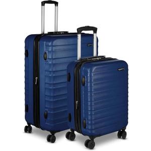 Amazon Basics 2-Piece Hardside Luggage Set (21", 30"), Expandable, Scratch-Resistant Finish, Telescoping Handle, Four Multi-directional Wheels, Navy Blue
