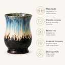 Set of 2 10 Inch Ceramic Plant Pots with Drainage Hole, Handmade Terracotta Planter Vases, Reactive Blue Glaze Flower Pots for Indoor Outdoor Plants, Decorative Garden Pots Gift, Set of 2, 9.8 Inch Each