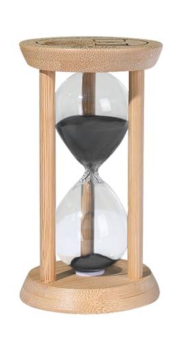 SuLiao Wooden Sand Timer 60 Minute Hourglass, Bamboo Sand Clock, Small Black Sand Watch 60 Min, Reloj De Arena Hour Glass Sandglass for Home Office Decorative Game Classroom