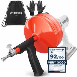 MEISTERFAKTUR drain snake 2.0 [50 FT] - with drill attachment - Ideal plumbing snake for sink and drain unblocking - Solid drain auger for real DYIs! (50 FT - 1/4 inch)