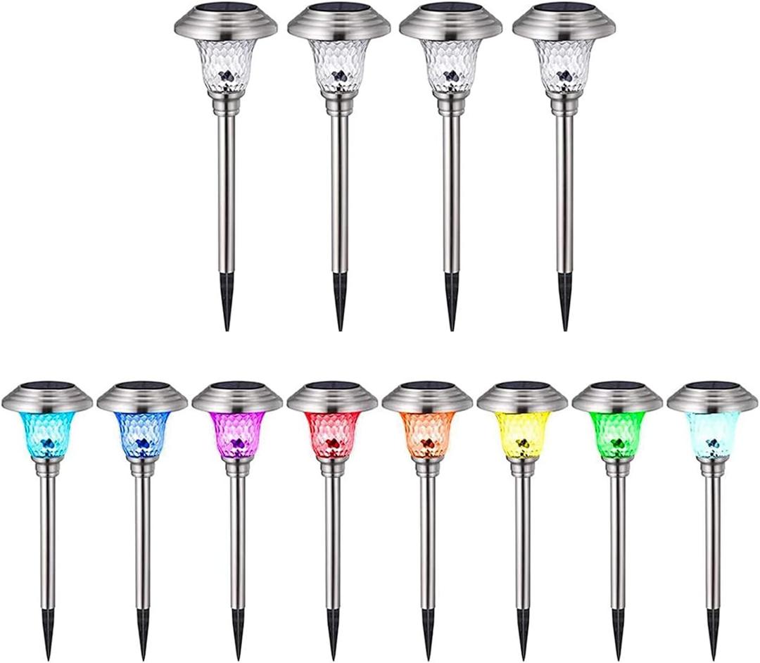 BEAU JARDIN 8 Pack Solar Pathway Lights Waterproof,Landscape Path Lights and 4 Pack Solar Pathway Lights Waterproof