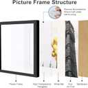 12x12 Picture Frame Set of 9, Display Pictures 8x8 with Mat or 12x12 without Mat, Multi Collage Gallery Square Photo Frames for Wall or Tabletop, Black