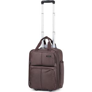 Hanke Softside Underseat Carry On Luggage with Wheels,Travel Luggage Rolling Bag Small SuitcaseCoffee, Underseater 16-Inch