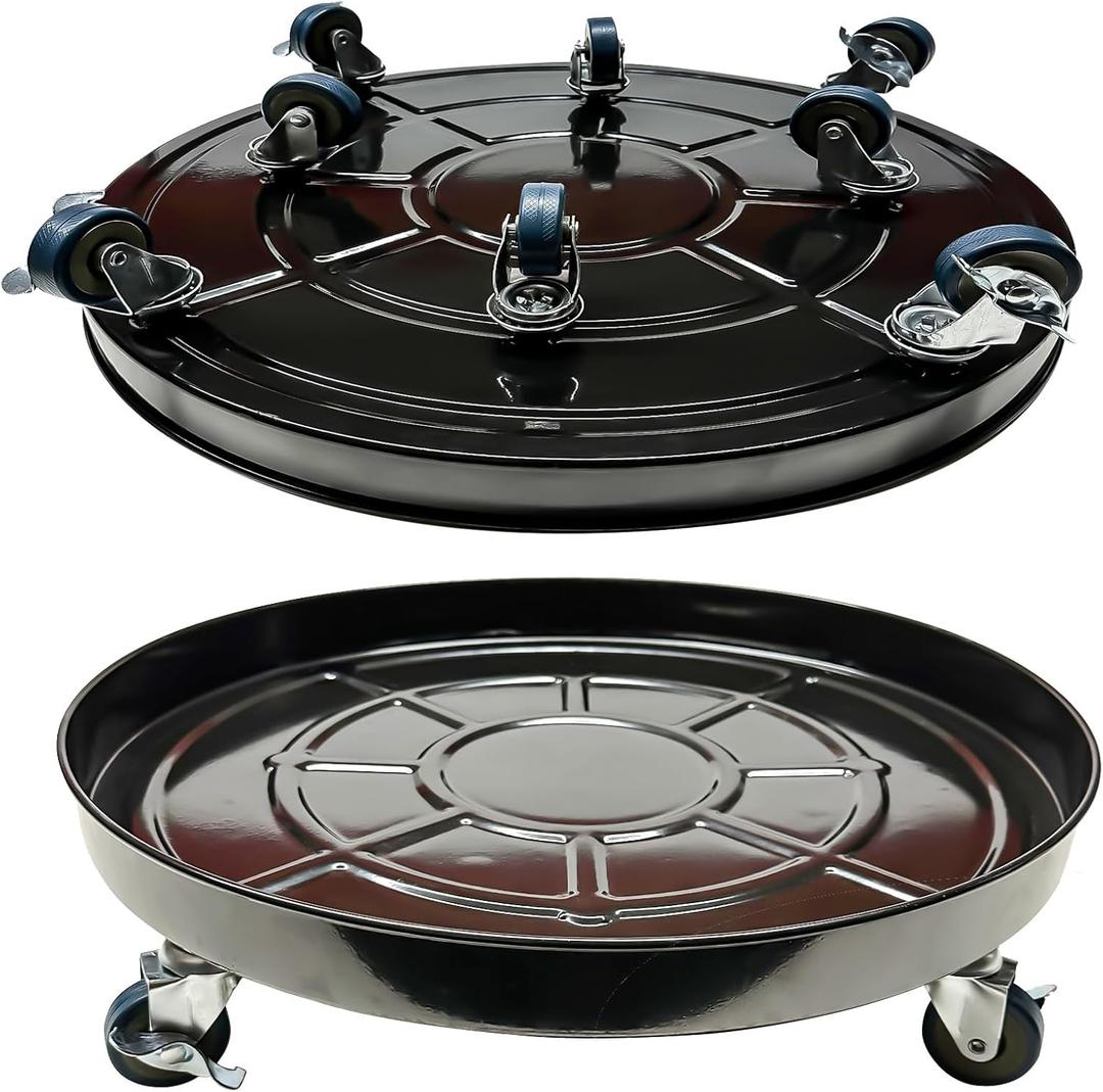 Plant Caddy with Wheels 20 Inch 1 Pack, Heavy Duty Metal Plant Stand & Dolly with Lockable Casters, Holds 310 lbs for Indoor Outdoor Large Flower Pots, Black