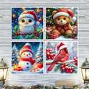 YarnMate 4 Pack Diamond Painting Kits for Adults-Christmas Animals Diamond Art Kits for Adults,5D Diamond Painting,DIY Full Drill Diamond Painting Gem Art and Crafts 14x14inch (G8886+G8887+G8888+G8889)