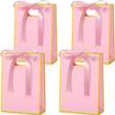 Kolldenn 30 Pcs Thank You Gift Bags with Handles 10.2 x 7.1 x 3.2 Inch Elegant Party Favor Bags with Ribbon Bow for Wedding Bridal Birthday Bridesmaid Holiday Party Supplies (Pink)