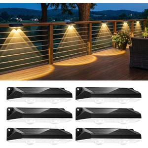 Brightown 6 Pack Solar Lights Outdoor Waterproof, Color Changing Solar Fence Deck Step Flood Lights, Warm White & RGBCW 11 Color, IP65 Waterproof Garden Lights for Outside Backyard Yard Step Patio