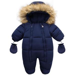 Baby Girl Boy Snowsuit Cute Down Jacket Hooded Romper Light Puffer Padded Jumpsuit Infant Winter Outwear (0-6 Months, Blue)