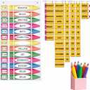 39" x 19" Crayon Daily Schedule Pocket Chart with 13+1 Pockets, Pencil Flip Calendar with 52 Date Cards, 18 Reusable Dry Erase Card Time Card, a Magnetic Pen Holder for Preschool Classroom, 6.3"W x 2.4"H