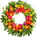 26" Spring Wreaths for Front Door, Large Artificial Lemon Wreath with Yellow and Green Lemons for Indoor Outdoor Wall Window, Outside Summer Floral Wreath Decor for Home Porch