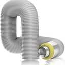 Hon&Guan 4'' Insulated Flexible Duct - 8 FT Noise Reducer Hose, Insulated Duct for Exhaust Fan Ductwork Insulation, Heating & Cooling HVAC Ventilation with 2 Clamps, Grey