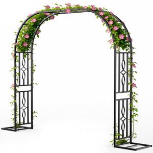 Metal Garden Arch, Heavy Duty Garden Trellis for Climbing Plants, with Enlarged Base for Stability, Ideal for Wedding Arches & Party Decorations, 55" W x 86" H
