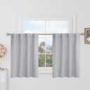BGment Light Grey Cafe Curtains 36 Inch Length for Half Windows - 34 x 36 inch Curtains Rod Pocket and Back Tab Thermal Insulated Room Darkening Short Curtain for Kitchen, 2 Window Panels