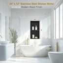 Stainless Steel Shower Niche No Tile Needed 24" X 12" Matte Black, Recessed Wall Niche with Double Shelves, Waterproof Shower Inserts Kit for Bathroom, Insert Tile Ready for Shower Wall