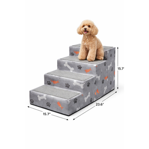 Dog Stairs for Small Dogs 15.7" H, 4-Step Gentle Incline Pet Step for Couch Sofa, Non-Slip Right-Angle Dog Ramp for Puppy Doggie Senior Cats, 15.7x23.6x15.7 Inch