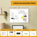 Dry Erase Board for Wall, 24" x 18" Double-Sided Hanging Magnetic Whiteboard with 6 Markers, 6 Magnets and 3 Mini Sticky Notes, Large White Board for School, Home, Office