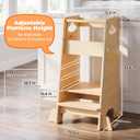 Wooden Toddler Standing Tower, Adjustable Height Learning Tower for Kids, 17.7"D x 22.8"W x 35.6"H