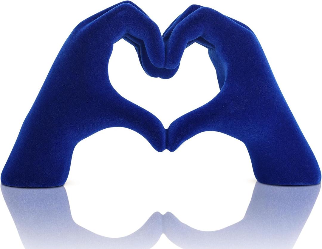 Heart shaped hand carved decorative aesthetics, blue heart shaped bookshelf decor, office coffee table entryway desktop decor, birthday gifts for sisters, moms, teenage girls and valentine's day.