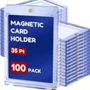100ct Magnetic Card Holder, Card Case,35pt One Touch Card Holder, U-V Protectors Hard Plastic for Trading, Sports, Baseball, Football, Game Cards,Game, Magnet