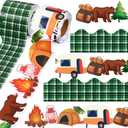 2 Rolls 65.6ft Camping Forest Classroom Bulletin Border Decor | Hiking Tree Bear Tent Border Trim Decor, Back to School Bulletin Board Strips Decorations, Office Chalkboard Party Decoration