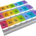 EZY DOSE Weekly (7-Day) Pill Case, Daily Medicine Planner, Vitamin Organizer Container, Large Push Button Compartments, Easy to Use, 3 Times a Day, Spring Open Design, Rainbow Lids, BPA Free : Everything Else