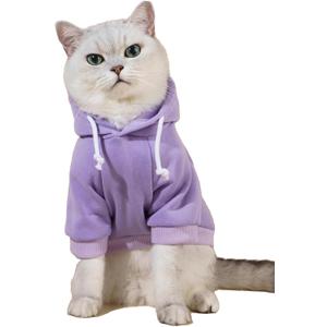 QWINEE Basic Dog Hoodie Sweatshirt Puppy Sweater Warm Cat Costumes Pet Clothes for Chihuahua Puppy Kitten Small Medium Dogs Mauve Purple Large