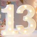 Pooqla 13th Birthday Decorations for Girls Boys, Light Up Number 13 for Party Table Decorations, 13th Birthday Gift for Girls, Backdrop Wall Decor for 13th Wedding Anniversary Decoration