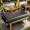 Sifer 11Qt Chafing Dishes for Buffet, No Any Screws, 4 Pack, Black & Gold