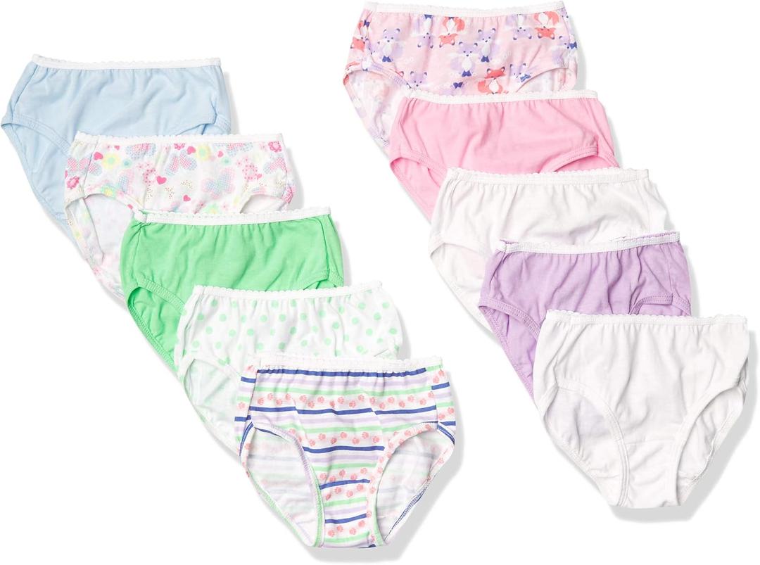 Hanes Girls And Toddler Underwear, Cotton Knit Tagless Brief, Hipster, Bikini Panties, Multipack, Briefs - Assorted 2 - 10 Pack, 2-3T US