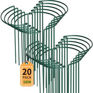 TCBWFY 20 Pack Plant Supports Stakes for Large Heavy Plants, 16"Hx10"D Peony Supports,Heavy Duty 4mm Wire Peony Cages,Interlock Garden Supports Ring Border Support,Plant Support Cage for Rose Flowers