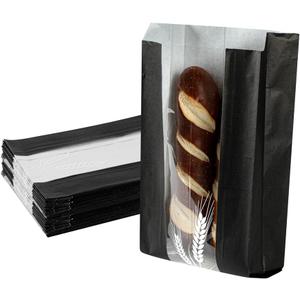 Restaurantware Rustic-Elegant Black 5.8" x 2.8" x 11.5" Micro-Perforated Bread Bags - 100 Count