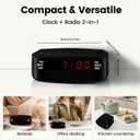 Digital Alarm Clock Radio with FM Radio & Red LED Display, Dual Alarm & Snooze, 20 Station Presets, Sleep Timer & Dimmer, USB Powered Bedside Clock Radio for Bedroom Heavy Sleepers