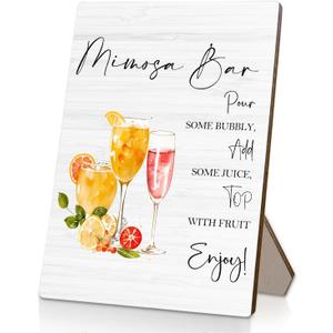 Mimosa Bar Sign With Stand Stand 5x7 Inch,Table Decor Bridal Shower Sign,Mimosa Bar Supplies Decorations,Bar Sign For Wedding Engagement