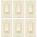 BESTTEN 6 Pack Dimmer Wall Light Switch, Compatible with Dimmable LED, CFL, Incandescent and Halogen Bulb, Single Pole or 3-Way Dimmer Switches, 120VAC, Decorator Wallplate Included, Almond