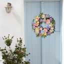 TEMPUS Spring Summer Wreath for Front Door 22 Inch Artificial Floral Wreath with Roses Peonies Hydrangeas Leaves for Door Wall Decoration Wedding Party Home Farmhouse Decoration (Multicolor)