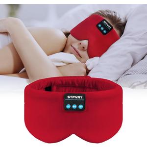 Sleep Mask Bluetooth 5.4 Headphones Soft Wireless Headband Eye Mask Blackout with Microphone (Red)