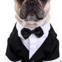 Black, White, Blue Dog Shirts for Wedding, Puppy Tuxedo, Dog Formal Wear, Doggie Tux, Suit and Tie Costume, Black, Large