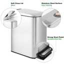 TIPGO Slim Bathroom Trash Can with Lid Soft Close, Step Pedal, 6 Liter / 1.6 Gallon Stainless Steel Trash Bin, Small Garbage Cans for Bedroom, Office, Kitchen (Silver)