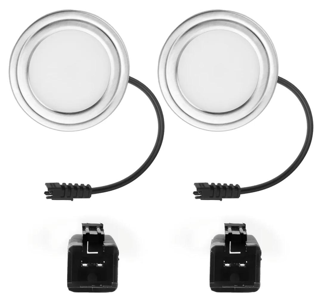 2 Pack 12V DC 1.5W Range Hood Lights with SM Socket Male Head Round 68mm 6500K Plastic, Hole Closet Stove LED Light Recessed, Bright White Kitchen Range Hood Light Bulbs Replacement (SM Socket Round)