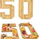 Brainy 50th Birthday Party Supplies Trays Number Charcuterie Tray Wooden Serving Charcuterie Tray for 50th Birthday Anniversary Party Decorations Chocolate Candy Container (50th)