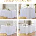 17FT White Table Skirt for Rectangle Tables Wrinkle Resistant Polyester Pleated Ruffle Table Skirt for Wedding Banquet Baby Shower Birthday Party Decoration Desk Skirt for Teacher Desk