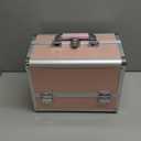 Joligrace Makeup Train Case Cosmetic Box 11.8 Inches Jewelry Organizer Professional 3 Tiers Trays with Mirror and Brush Holder Lockable Key Portable Travel Mermaid Pink