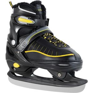 Ice skates,adjustable ice skates for Men Women and kids,Stainless Steel Ice Skates,Quick Lacing System & Push-Lock Buckle,Adjustable 4 Size (BLACK, L(4Y-7Y)Kids,(6.5-8.5)Women,(6-8)Men)
